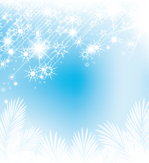 set of shiny snowflakes background art vector 