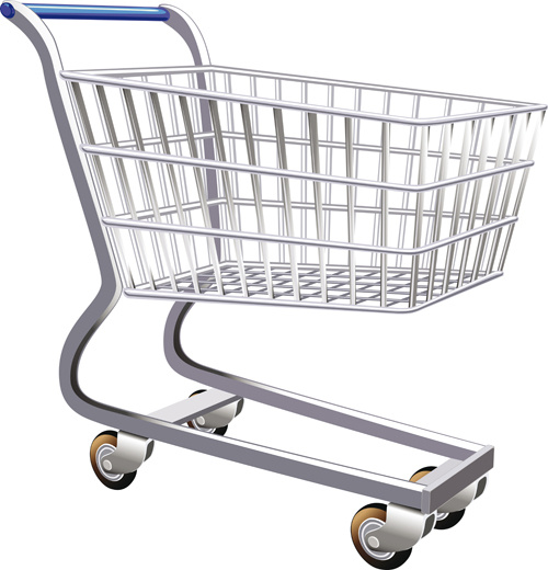 set of shopping trolley elements vector graphic