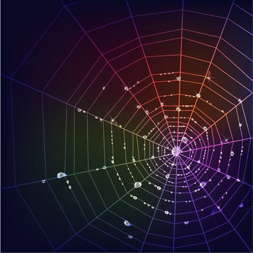 set of spider web vector background