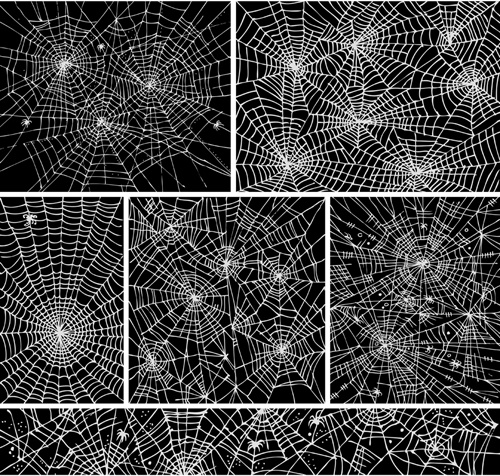 set of spider web vector background