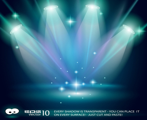 set of stage with spotlight vector background