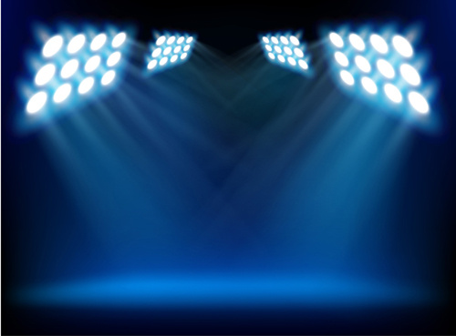 set of stage with spotlight vector background 