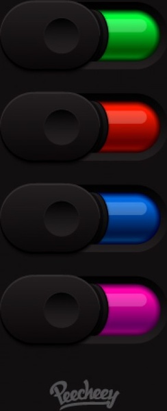 set of switch buttons on the dark background