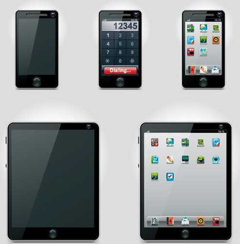 set of tablet pc and phone design vector