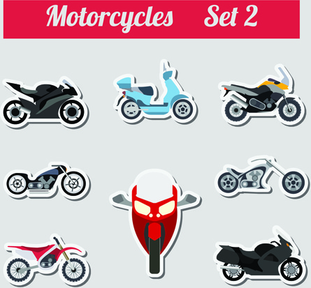 set of transportation stickers vector 