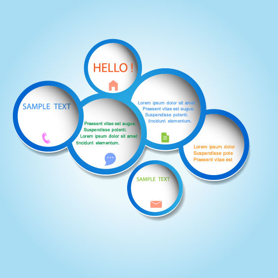 set of trendy web design bubble vector