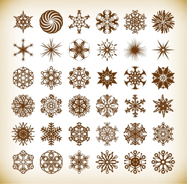 set of vector snowflake elements