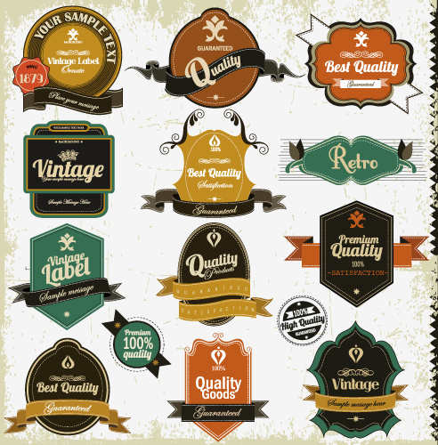 set of vintage badges8 labels vector