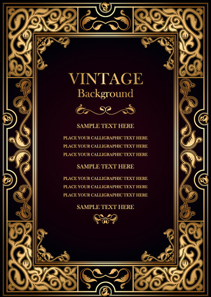 set of vintage frame background vector