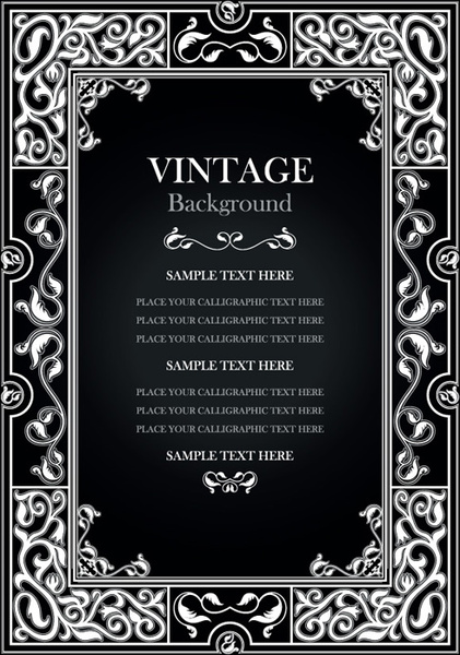set of vintage frame background vector