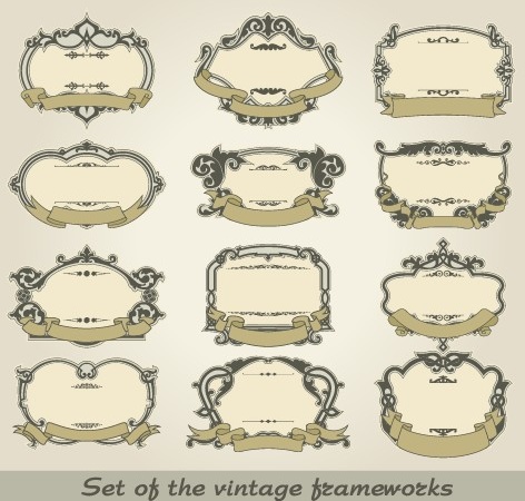 set of vintage frameworks elements vector