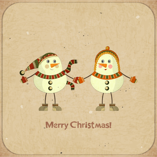 set of vintage merry christmas cards vector graphics