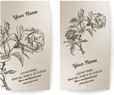 set of vintage with flowers cards vector