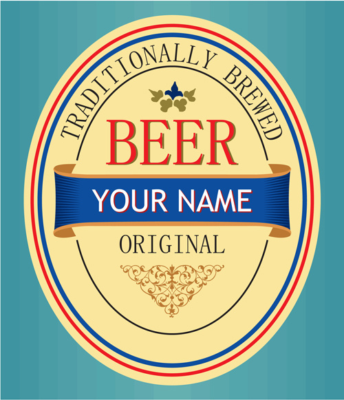 set of vivid beer label vector