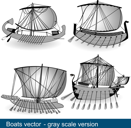 set of vivid sailing vessels design vector