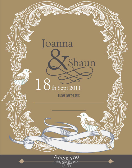 set of wedding card design elements vector 