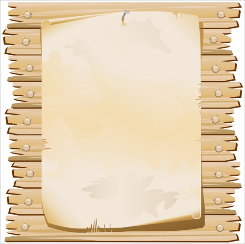 set of wooden background with frames vector
