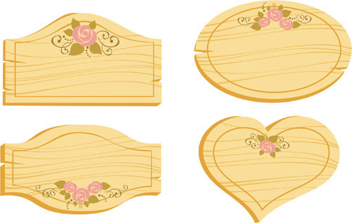 set of wooden labels vector graphic