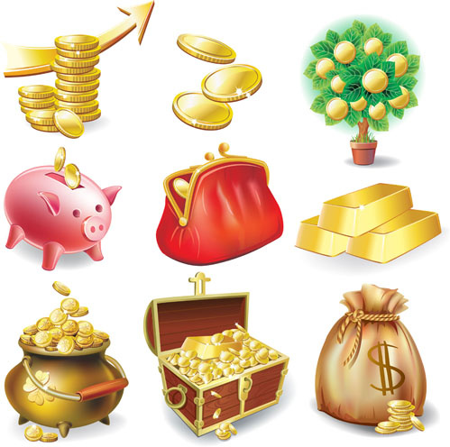 set vector of financial elements icon