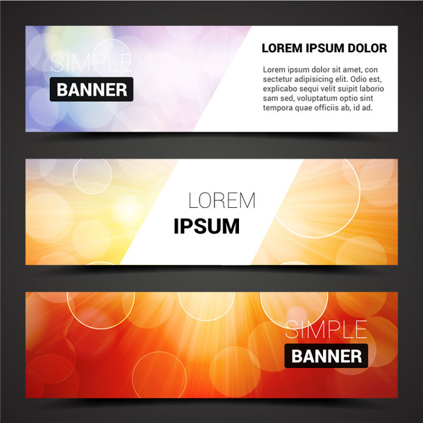 sets of banners design on bokeh background