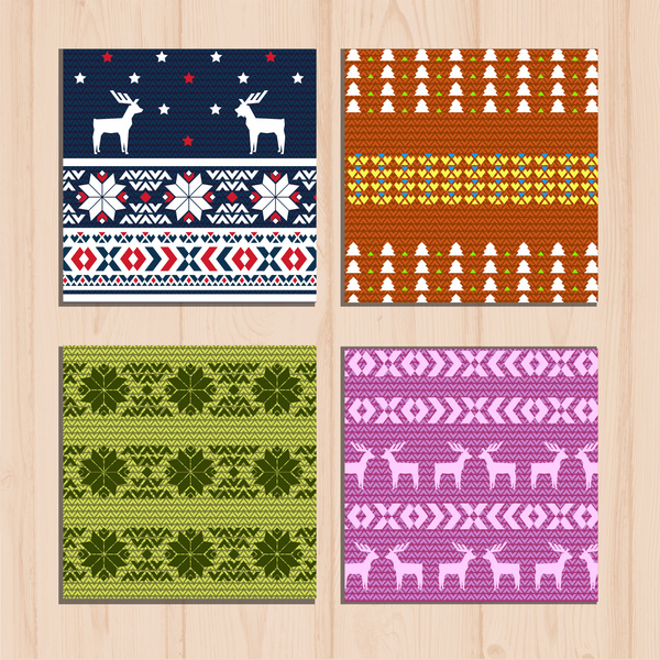 sets of colorful woolen pattern on wooden background