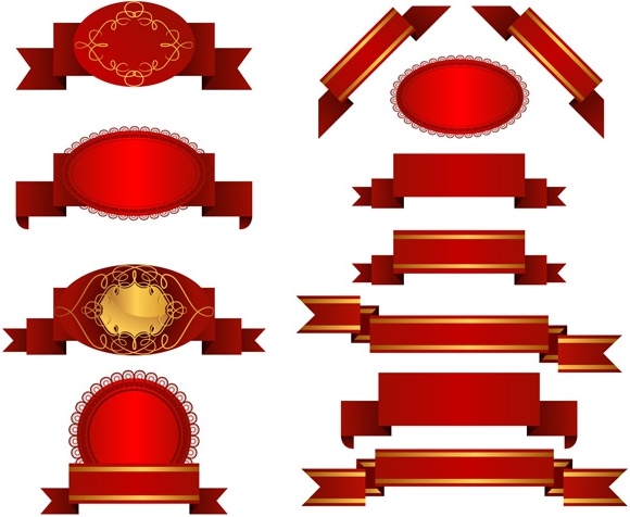 several red ribbon streamers vector 