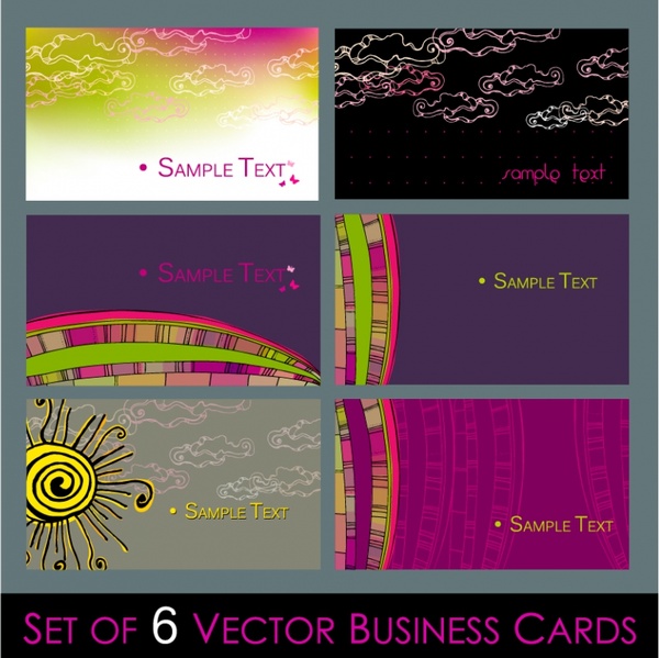 business card templates clouds rainbow sun icons decor