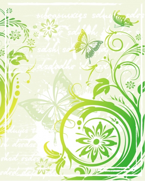 nature pattern butterflies flowers icons sketch classical design