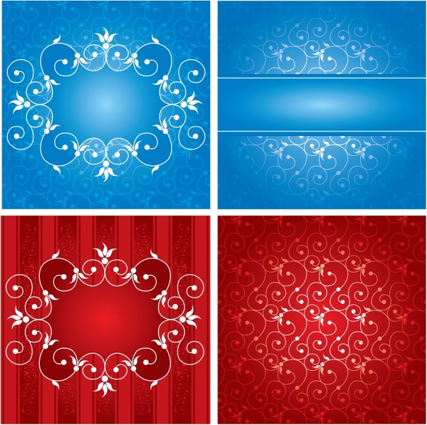 decorative background templates shiny blue red curves decor