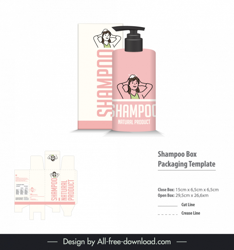 shampoo box packaging template elegant handdrawn