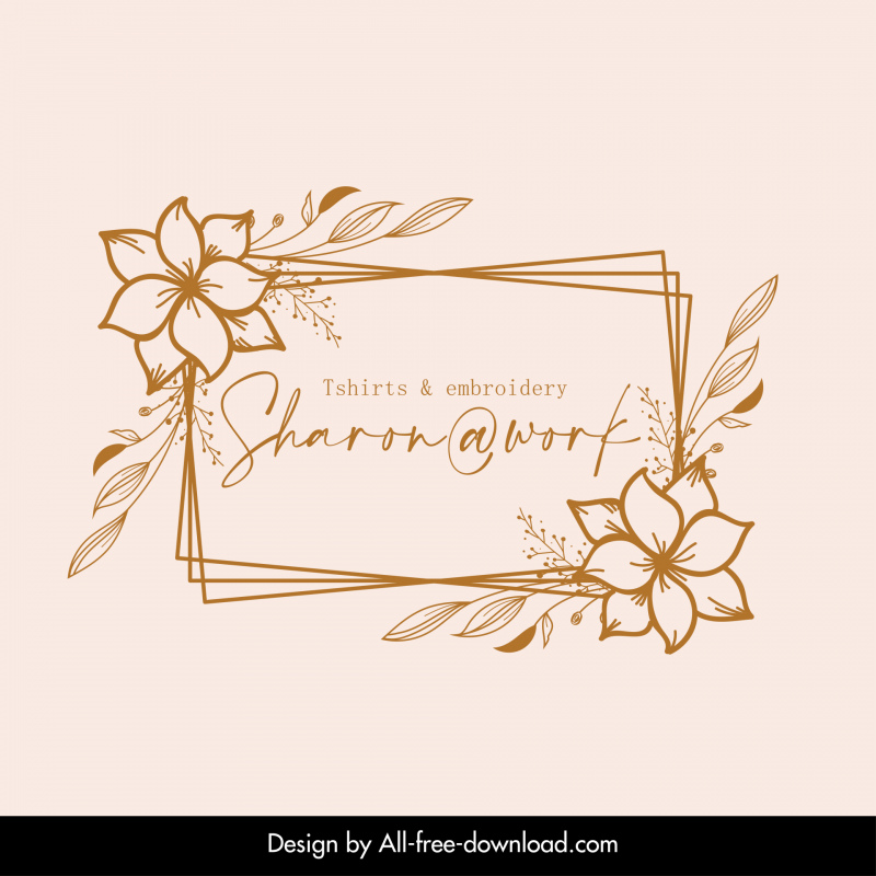 sharonwork logotype elegant classical handdrawn floral sketch