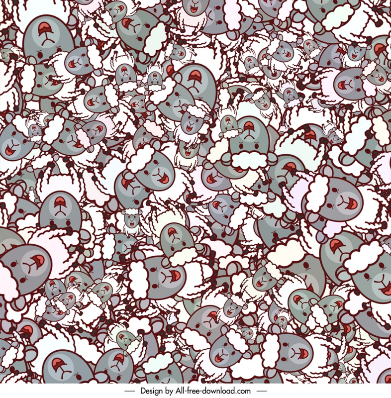 sheep pattern template cute messy doodle