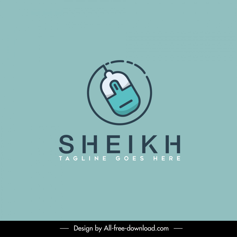 sheikh logotype flat isolated mouse texts sketch classic design 