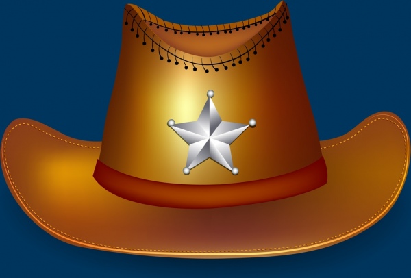 sheriff hat icon shiny 3d brown design