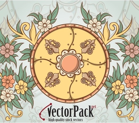 Shield and Floral Vector Element