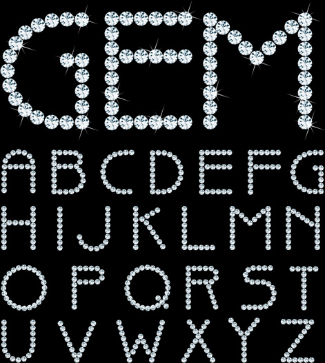 shining diamond letters vector