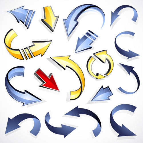 shiny 3d arrows colored vector 