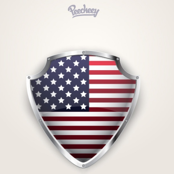 shiny american shield hanging on the wall