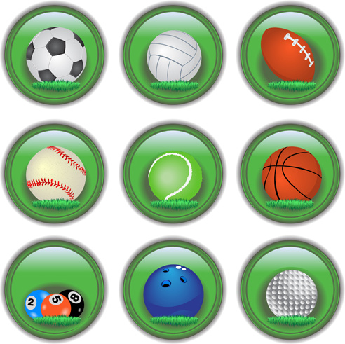 shiny ball icons set vector