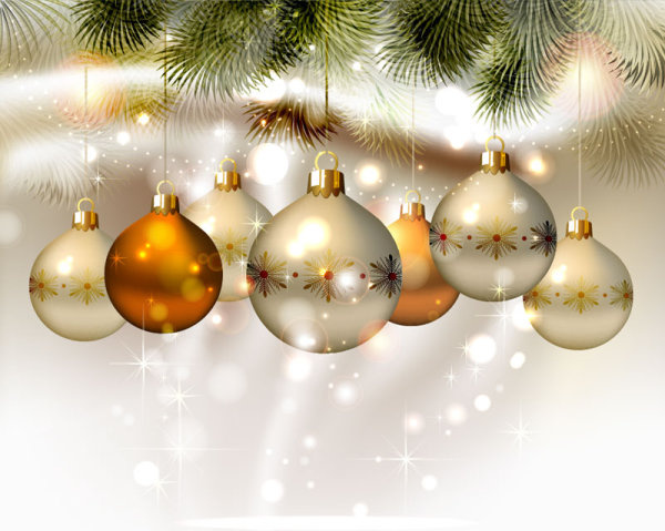 Shiny ball with christmas background vector graphics Vectors graphic ...