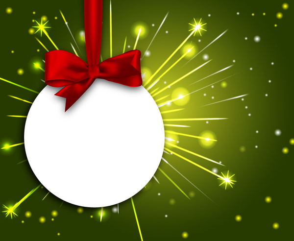shiny ball with red ribbon on firewall background