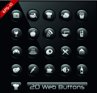 shiny black web button design vector