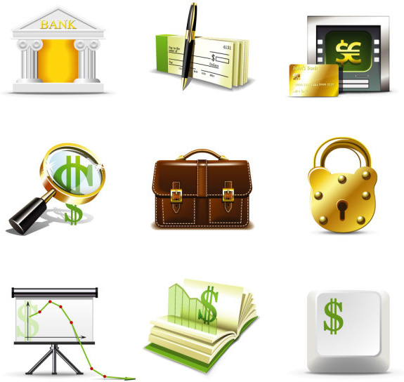shiny business with finance icons 