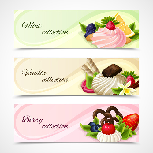 shiny chocolate and sweets vector banners