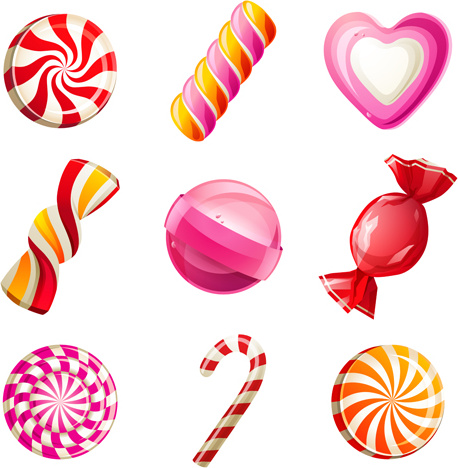 shiny colored sweet icons vector