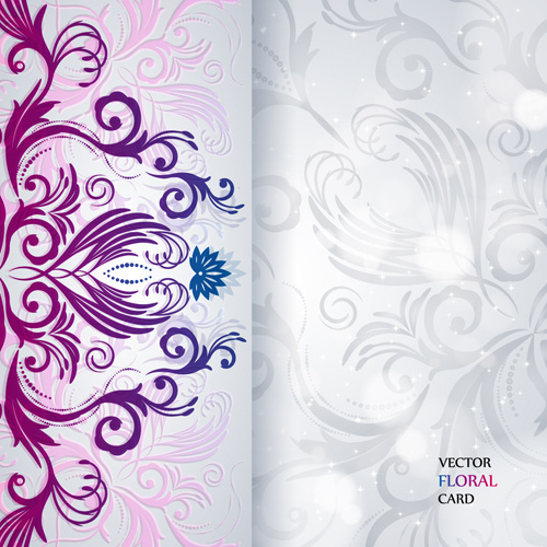 shiny floral invitations card design vector set 