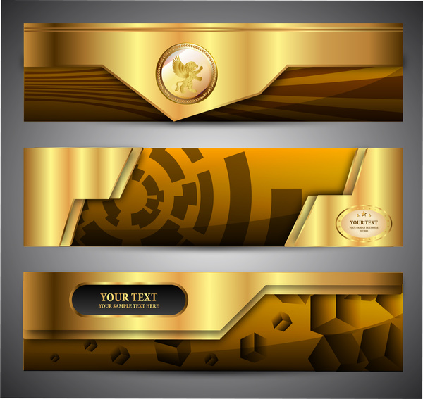 Shiny Golden 3d Banners Set With Modern Style Free Vector In Adobe Illustrator Ai Ai Vector Illustration Graphic Art Design Format Encapsulated Postscript Eps Eps Vector Illustration Graphic