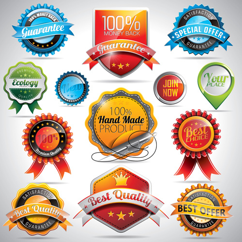 shiny quality labels vector