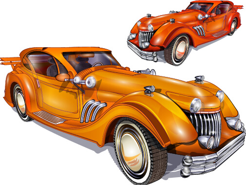 shiny retro car vector graphics