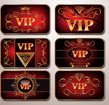 shiny royal vip cards design vector set